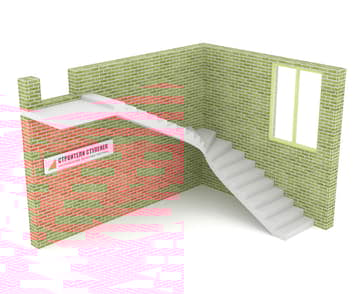 Г-образная бетонная лестница c забежными ступенями классическая