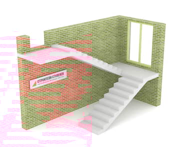 П-образная бетонная лестница с площадкой классическая