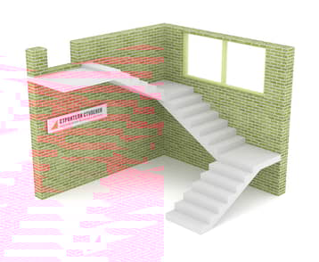 Трехмаршевая бетонная лестница классическая